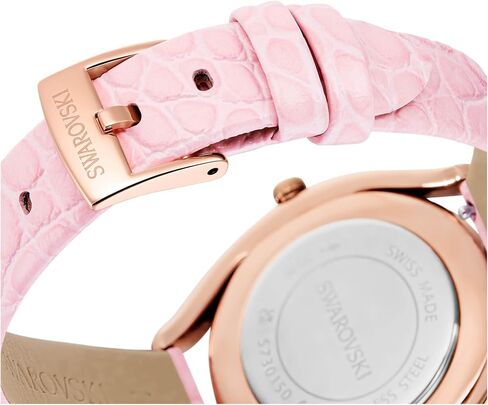 Swarovski Crystalline Aura Watch, Swiss Made, Leather Strap, Pink, Rose Gold-Tone Finish in Kuwait