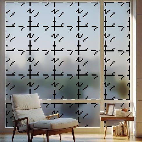 DKTIE Frosted Glass Window Privacy Film Decorative Aesthetic - Pixel Art for Dorm, Game Room Decor (White, 17.5'' x 78.7'') in Saudi Arabia