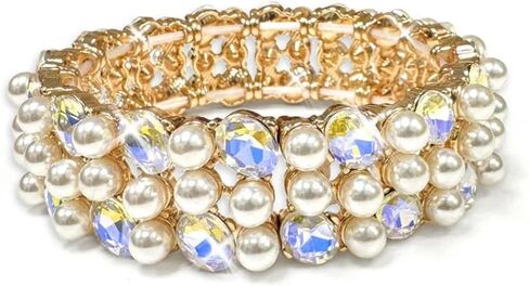 Jacqueline Kent Mermaid Pearl Gemstone Goldtone Stretch Bracelet - JKB450.SIPO in Saudi Arabia