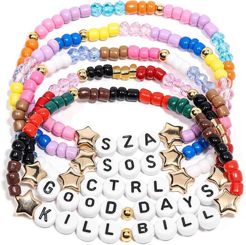 AICase for sza Merch Gifts Inspired Bracelets 6 Pcs Stackable Stretch Beaded Friendship Bracelets Concert Shirt Outfit Vinyl Poster Sticker Merchandise Gifts for Fans Women Birthday Christmas_1 in Kuwait