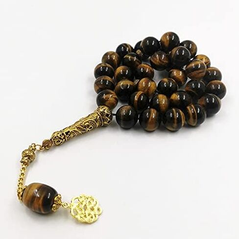Tasbih Natural Big Size Tiger Eye 33 45 66 99 Rosary Beads Muslim Luxurious Bracelets Gift Islamic Jewelry (16mm x 45beads) in Saudi Arabia