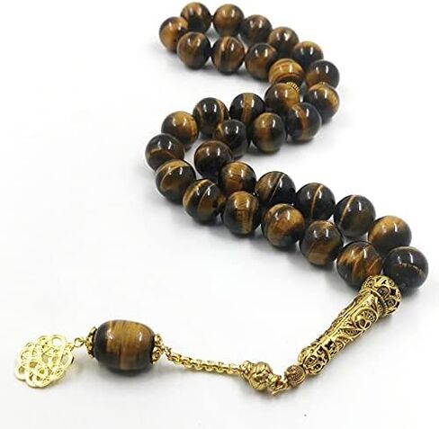 Tasbih Natural Big Size Tiger Eye 33 45 66 99 Rosary Beads Muslim Luxurious Bracelets Gift Islamic Jewelry (16mm x 45beads) in Saudi Arabia