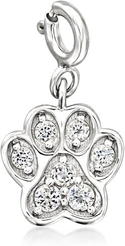 Ross-Simons 0.40 ct. t.w. White Topaz Paw Print Charm in Sterling Silver in Saudi Arabia