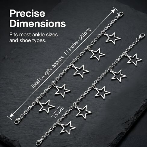 2Pcs Boot Charms for Women Men Hollow Star Chain Charm Shoes Chains Shoe Metal Accessories Sneakers Lace Decor DIY Jewelry Silver in Saudi Arabia
