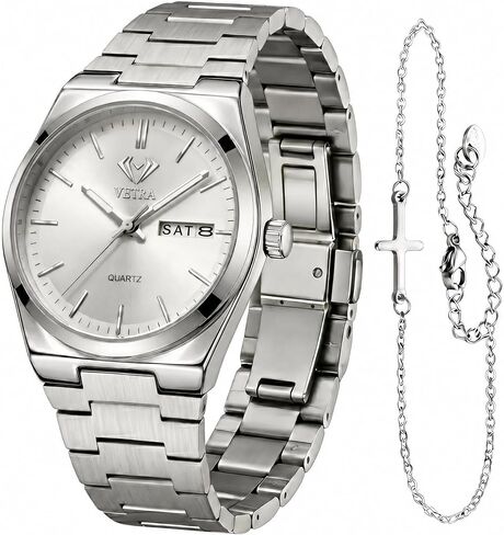 Vetra Watches for Women Ladies Analog Watch Diamond Roman Watch Numerals Dial Blue Two Tone Stainless Steel Band Day Date Luminous Waterproof Small Dial Wrist Watch in Saudi Arabia