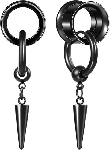 Aienid 2 Pcs Stainless Steel Dangle Gauges, 6mm-20mm Ear Tunnels Expander Plugs Stretcher Piercing Body Jewelry for Men Women in Saudi Arabia