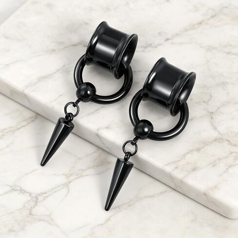 Aienid 2 Pcs Stainless Steel Dangle Gauges, 6mm-20mm Ear Tunnels Expander Plugs Stretcher Piercing Body Jewelry for Men Women in Saudi Arabia