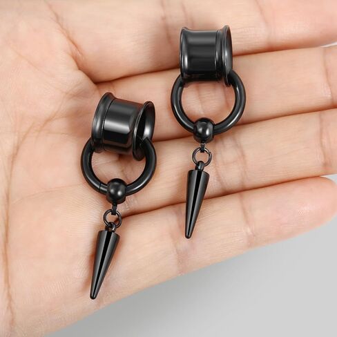 Aienid 2 Pcs Stainless Steel Dangle Gauges, 6mm-20mm Ear Tunnels Expander Plugs Stretcher Piercing Body Jewelry for Men Women in Saudi Arabia