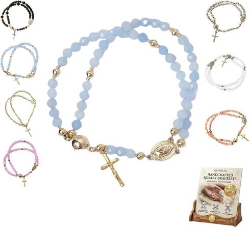 Handcrafted Rosary Bracelets, Magnetic Bracelet for Women Catholic, Christian Prayer Beads, Handcrafted Thick Rosaries Chain Bracelet for Kids, Cross Charm Link Chain Christian Gift in Kuwait