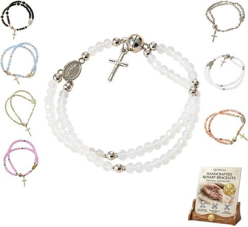 Handcrafted Rosary Bracelets, Magnetic Bracelet for Women Catholic, Christian Prayer Beads, Handcrafted Thick Rosaries Chain Bracelet for Kids, Cross Charm Link Chain Christian Gift in Kuwait