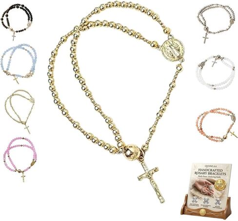 Handcrafted Rosary Bracelets, Magnetic Bracelet for Women Catholic, Christian Prayer Beads, Handcrafted Thick Rosaries Chain Bracelet for Kids, Cross Charm Link Chain Christian Gift in Kuwait