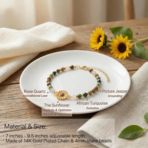 Sunflower Gifts for Women, Gifts for Women Bracelet, Symbol of Positivity Strength and Love, Inspirational Sunshine Jewelry, Birthday Christmas Thank You Gift, Friends Daughter Coworkers in Saudi Arabia