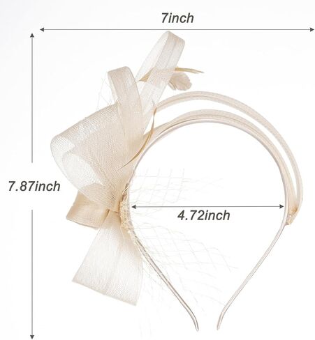 Sucrain Fascinators Hats for Women,Feather Mesh Tea Party Hat for Cocktail, Wedding, Church,Fancy Dress Party(Champagne) in Kuwait