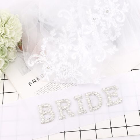 AOPRIE Bride Veil Silver Sash for Women Girls Bridal Shower Supplies Bachelorette Party Decorations Birthday Gift Sets White, 2 Pack in Kuwait
