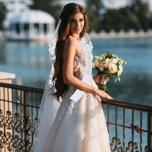 AOPRIE Bride Veil Silver Sash for Women Girls Bridal Shower Supplies Bachelorette Party Decorations Birthday Gift Sets White, 2 Pack in Kuwait