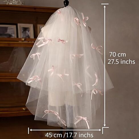Pink Bow Bridal Veil, Short Wedding Veil Bachelorette Party Veil for Bridal Shower, Engagement in Saudi Arabia