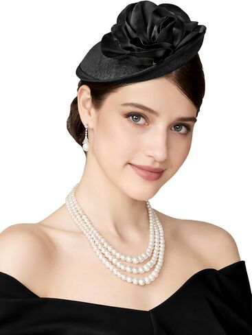 Coucoland Fascinators Hats for Women - Tea Party Kentucky Fascinator Derby Pillbox Hat Sinamay Flower Headwear with Hair Clip in Kuwait