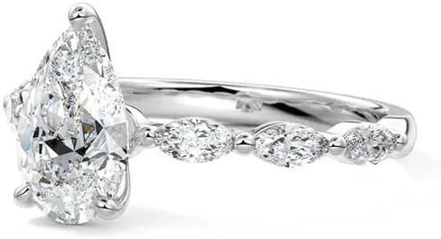 2.3 Carat (ctw) Pear Cut Moissanite Engagement Rings for Women Sterling Silver D Color Moissanite Pear Shaped Promise Ring Size 4-12 in Saudi Arabia