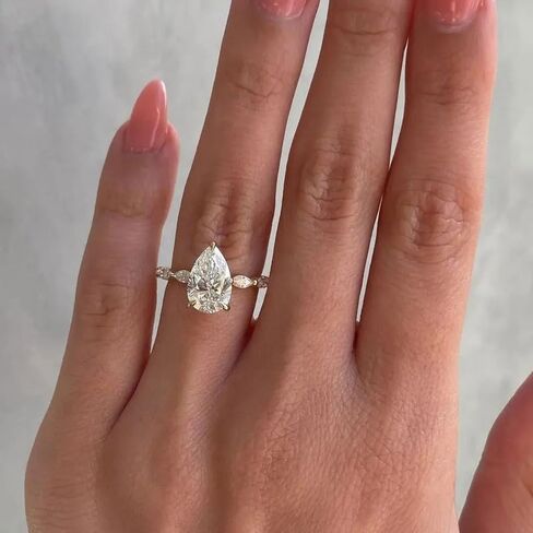 2.3 Carat (ctw) Pear Cut Moissanite Engagement Rings for Women Sterling Silver D Color Moissanite Pear Shaped Promise Ring Size 4-12 in Saudi Arabia