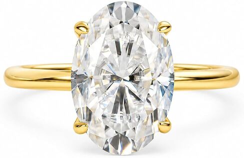 3.5 Carat Moissanite Oval Engagement Ring for Women,GRA Certified Genuine D Color VVS1 Clarity,Thick 14K Gold Plated Solitaire Promise Ring for Wedding,Daily,Travel,Party in Saudi Arabia