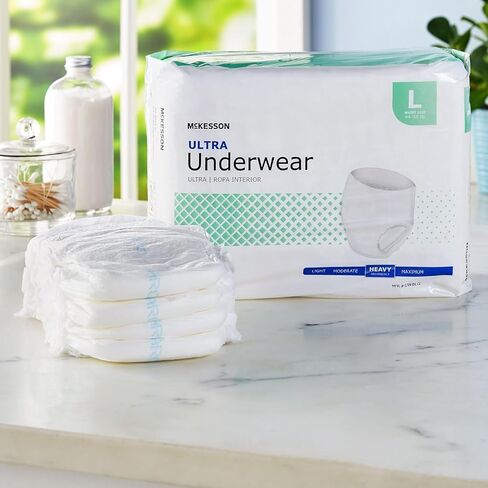 McKesson Ultra Adult Incontinence Underwear, [18 Count], Heavy Absorbency, Large, 44-58 in. Unisex Bladder Leak Protection, Pull-On Style with Tear-Away Sides, Postpartum and Incontinence Support in Kuwait