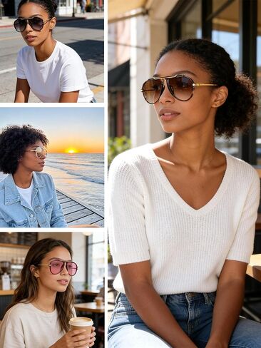 Oversized Aviator Sunglasses for Women Men Trendy 2026 Retro 70s Sunnies Tangle Free Gold Big in Saudi Arabia