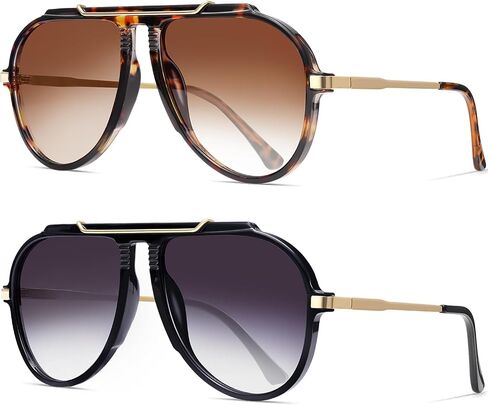 Oversized Aviator Sunglasses for Women Men Trendy 2026 Retro 70s Sunnies Tangle Free Gold Big in Saudi Arabia