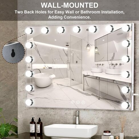 Kottova Vanity Mirror with Lights, 24.4"x21.2" Lighted Makeup Mirror with 3 Dimmable Color Modes,17 LED Hollywood Mirror with Touch Control, USB Charging Port, Tabletop & Wall-Mounted (White) in Saudi Arabia
