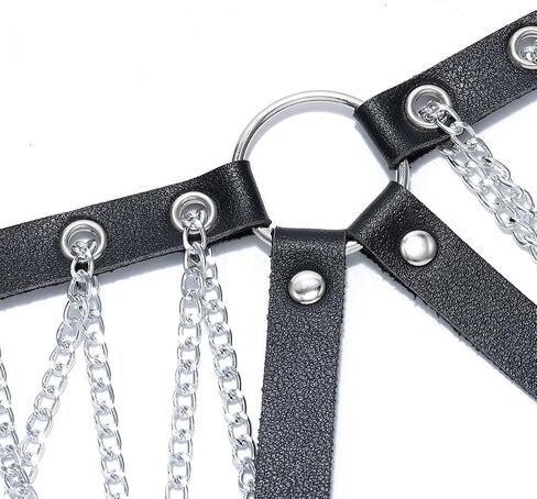 Leather Chest Harness Black Body Chain Gothic Fashion Rave Accessories for Women in Saudi Arabia