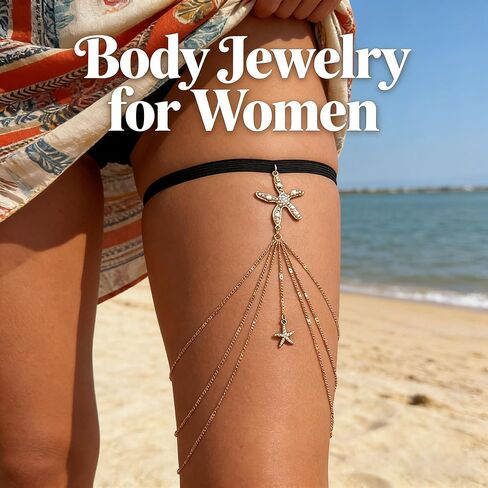 Starfish Mermaid Shell Waist Chain for Women Adjustable Starfish Seashell Pearl Body Chain Starfishes Shell Belt Chains Sexy Bikini Belly Chains Starfishes Arm Cuff Summer Beach Mermaid Costume Accessories in Saudi Arabia