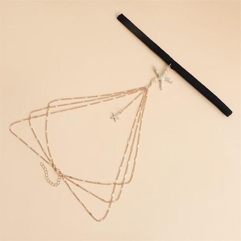 Starfish Mermaid Shell Waist Chain for Women Adjustable Starfish Seashell Pearl Body Chain Starfishes Shell Belt Chains Sexy Bikini Belly Chains Starfishes Arm Cuff Summer Beach Mermaid Costume Accessories in Saudi Arabia