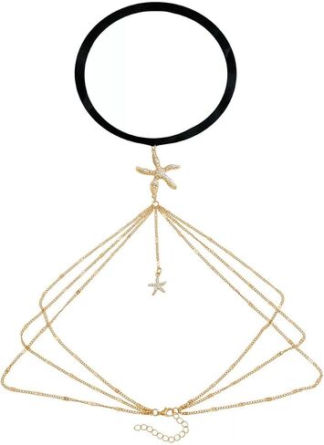 Starfish Mermaid Shell Waist Chain for Women Adjustable Starfish Seashell Pearl Body Chain Starfishes Shell Belt Chains Sexy Bikini Belly Chains Starfishes Arm Cuff Summer Beach Mermaid Costume Accessories in Saudi Arabia