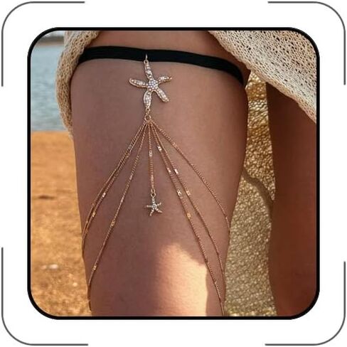 Starfish Mermaid Shell Waist Chain for Women Adjustable Starfish Seashell Pearl Body Chain Starfishes Shell Belt Chains Sexy Bikini Belly Chains Starfishes Arm Cuff Summer Beach Mermaid Costume Accessories in Saudi Arabia