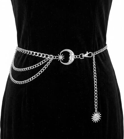 cobee Layered Waist Chain for Women, Metal Waist Chain Gold Body Chains Belt with Sun Moon Pendant Adjustable Hip Chains in Kuwait