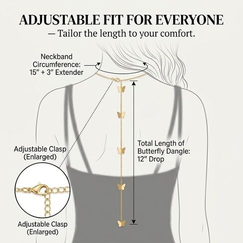Gold Long Body Chain for Women Sexy Waist Back Body Chain Belly Butterfly Necklace Adjustable Droop Layerd Bohemia Back Jewelry Gifts for Women in Saudi Arabia