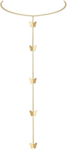 Gold Long Body Chain for Women Sexy Waist Back Body Chain Belly Butterfly Necklace Adjustable Droop Layerd Bohemia Back Jewelry Gifts for Women in Saudi Arabia