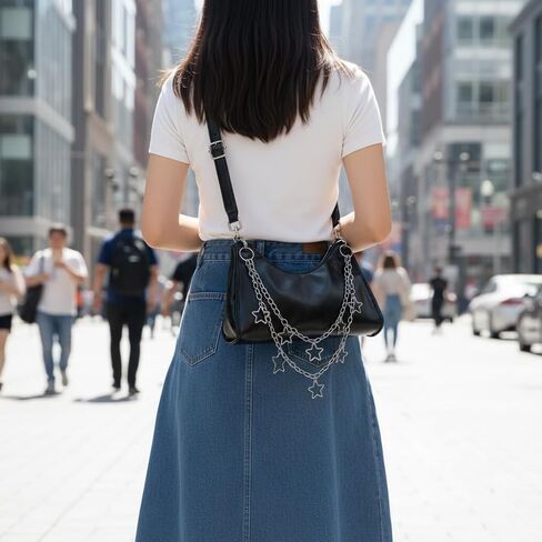 Punk Star Pants Chain Silver Double Layer Jean Chain Belt Wallet Chain for Women Men, Y2K Goth Hip Hop Grunge Waist Chain Bag Chain Emo Jeans Accessories in Saudi Arabia