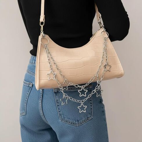 Punk Star Pants Chain Silver Double Layer Jean Chain Belt Wallet Chain for Women Men, Y2K Goth Hip Hop Grunge Waist Chain Bag Chain Emo Jeans Accessories in Saudi Arabia