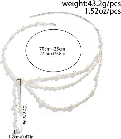 ALEXTINA Vintage Pearl Waist Chain Layered Belly Chain for Women Adjustable Body Chain Beach Jewelry Bikini Waist Beads Dainty Summer Accessories Gift in Kuwait