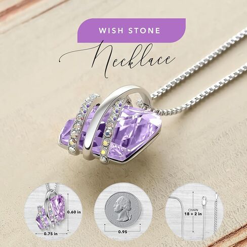Leafael Wish Stone قلادة، أقراط مسمارية، ومجموعة مجوهرات سوار للنساء، جوهرة ميلاد يونيو الكسندريت مجوهرات كريستال أرجوانية فاتحة، هدايا فضية اللون للنساء in Kuwait