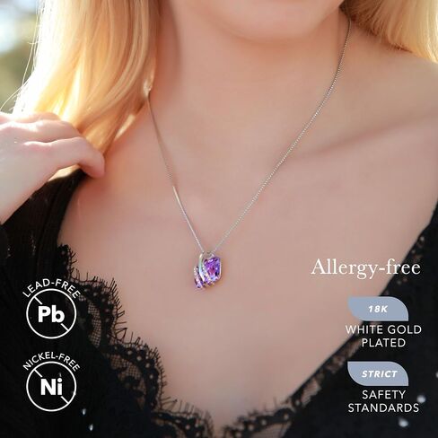 Leafael Wish Stone قلادة، أقراط مسمارية، ومجموعة مجوهرات سوار للنساء، جوهرة ميلاد يونيو الكسندريت مجوهرات كريستال أرجوانية فاتحة، هدايا فضية اللون للنساء in Kuwait