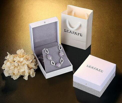 Leafael Wish Stone قلادة، أقراط مسمارية، ومجموعة مجوهرات سوار للنساء، جوهرة ميلاد يونيو الكسندريت مجوهرات كريستال أرجوانية فاتحة، هدايا فضية اللون للنساء in Kuwait