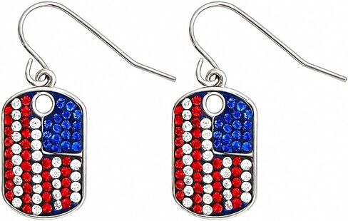 Patriotic American Flag Jewelry Set for Women Red White Blue Crystal UAS Jewelry Independence Day Gift in Saudi Arabia