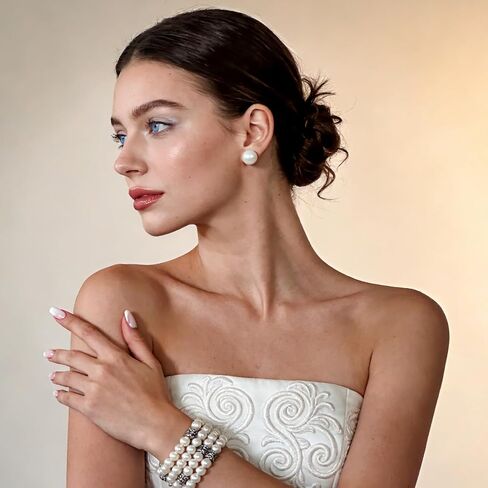 24 Pairs Pearl Earrings Set, Large Faux Pearl Stud Earrings Jewelry, White Beige Pearl Earrings Gift for Bridal Wedding Engagement Party in Saudi Arabia