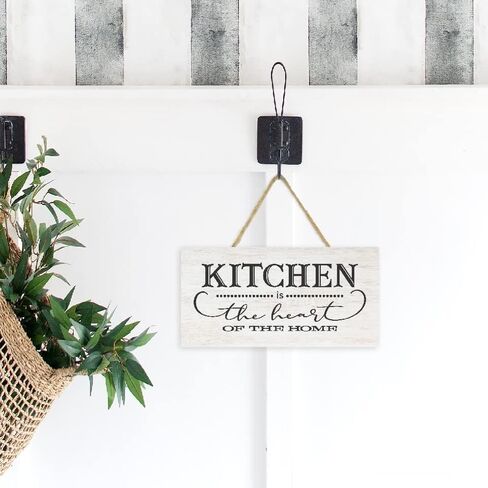MRC Wood Products Kitchen هو قلب المنزل (أبيض) لوح خشبي معلق جدار ديكور لافتة نمط أبيض 5x10 in Kuwait