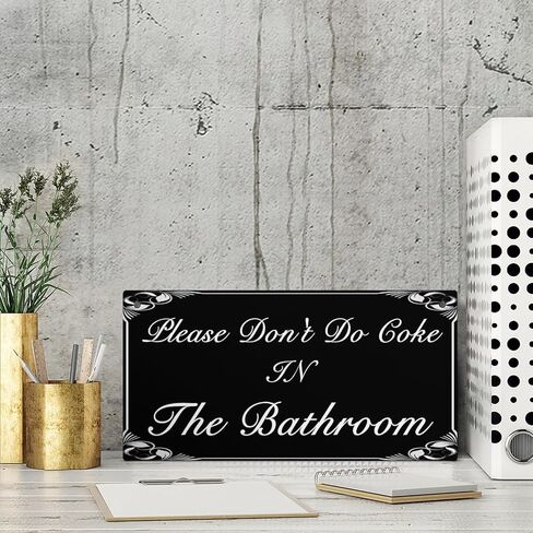 Please Don't Do Coke in The Bathroom Hanging Sign Decorative Wood Sign Home Decor Wood Door Sign Plaque 12" x 6" in Saudi Arabia