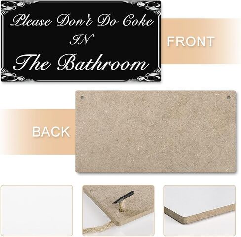 Please Don't Do Coke in The Bathroom Hanging Sign Decorative Wood Sign Home Decor Wood Door Sign Plaque 12" x 6" in Saudi Arabia