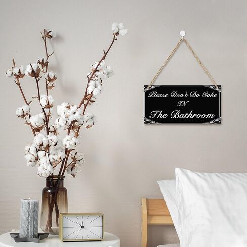 Please Don't Do Coke in The Bathroom Hanging Sign Decorative Wood Sign Home Decor Wood Door Sign Plaque 12" x 6" in Saudi Arabia