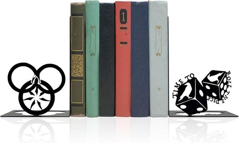 Fantasy Wheel Bookends, Metal Decorative Book Ends for Shelves, Epic Time Wheel Inspired Bookends for Home Library, Office & Reading Nook Decor, Unique Fantasy Gifts for Book Lovers, Black 2 Pcs in Saudi Arabia