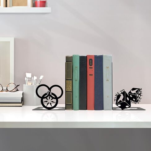 Fantasy Wheel Bookends, Metal Decorative Book Ends for Shelves, Epic Time Wheel Inspired Bookends for Home Library, Office & Reading Nook Decor, Unique Fantasy Gifts for Book Lovers, Black 2 Pcs in Saudi Arabia